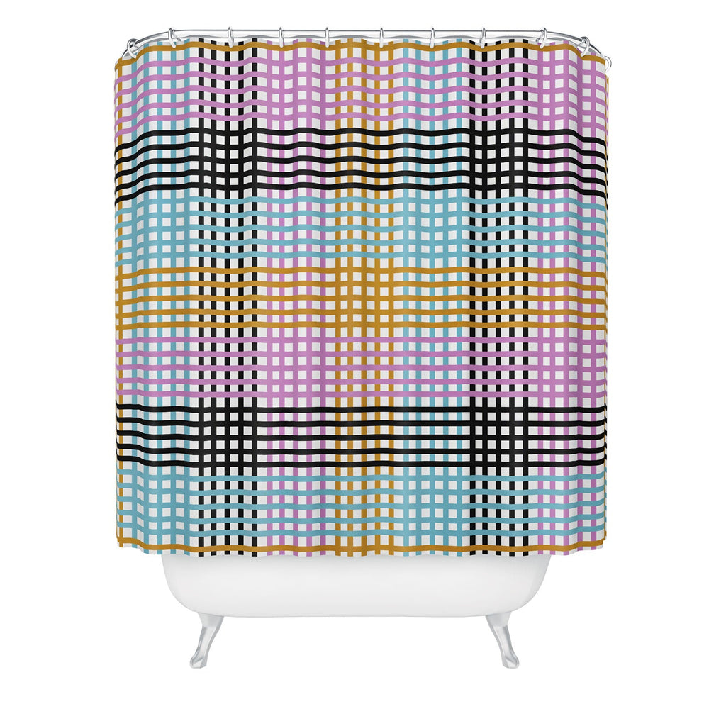 Mirimo Multicolor Gingham Grid Shower Curtain
