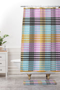 Mirimo Multicolor Gingham Grid Shower Curtain And Mat