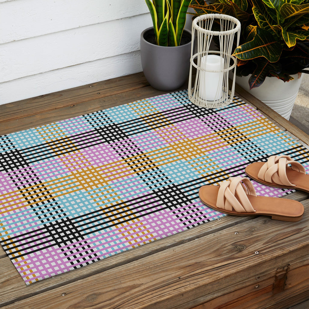 Mirimo Multicolor Gingham Grid Outdoor Rug