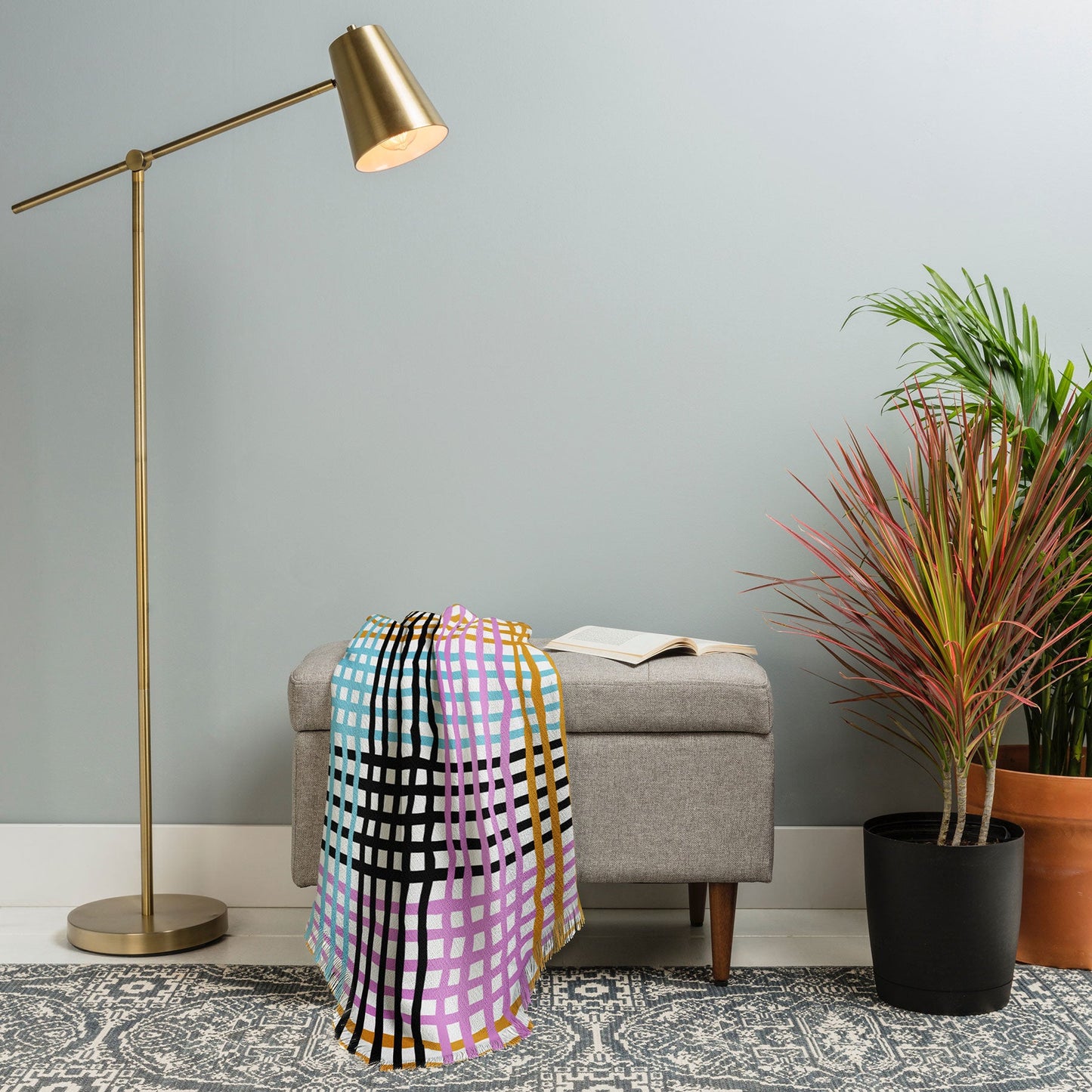 Mirimo Multicolor Gingham Grid Throw Blanket
