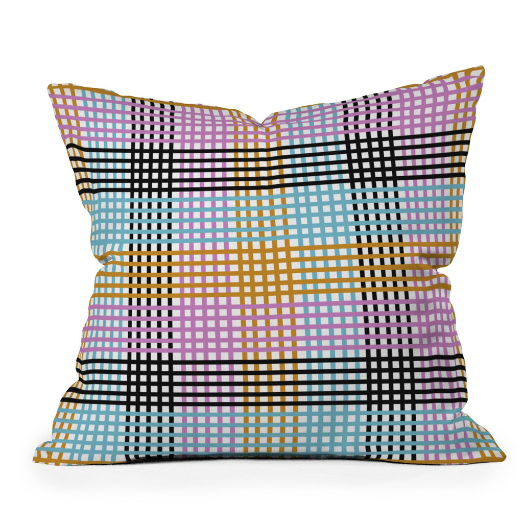 Mirimo Multicolor Gingham Grid Outdoor Throw Pillow