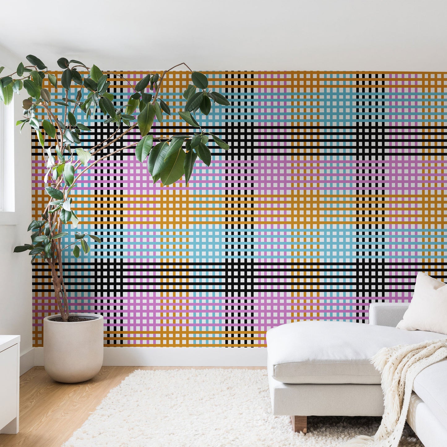 Mirimo Multicolor Gingham Grid Wall Mural