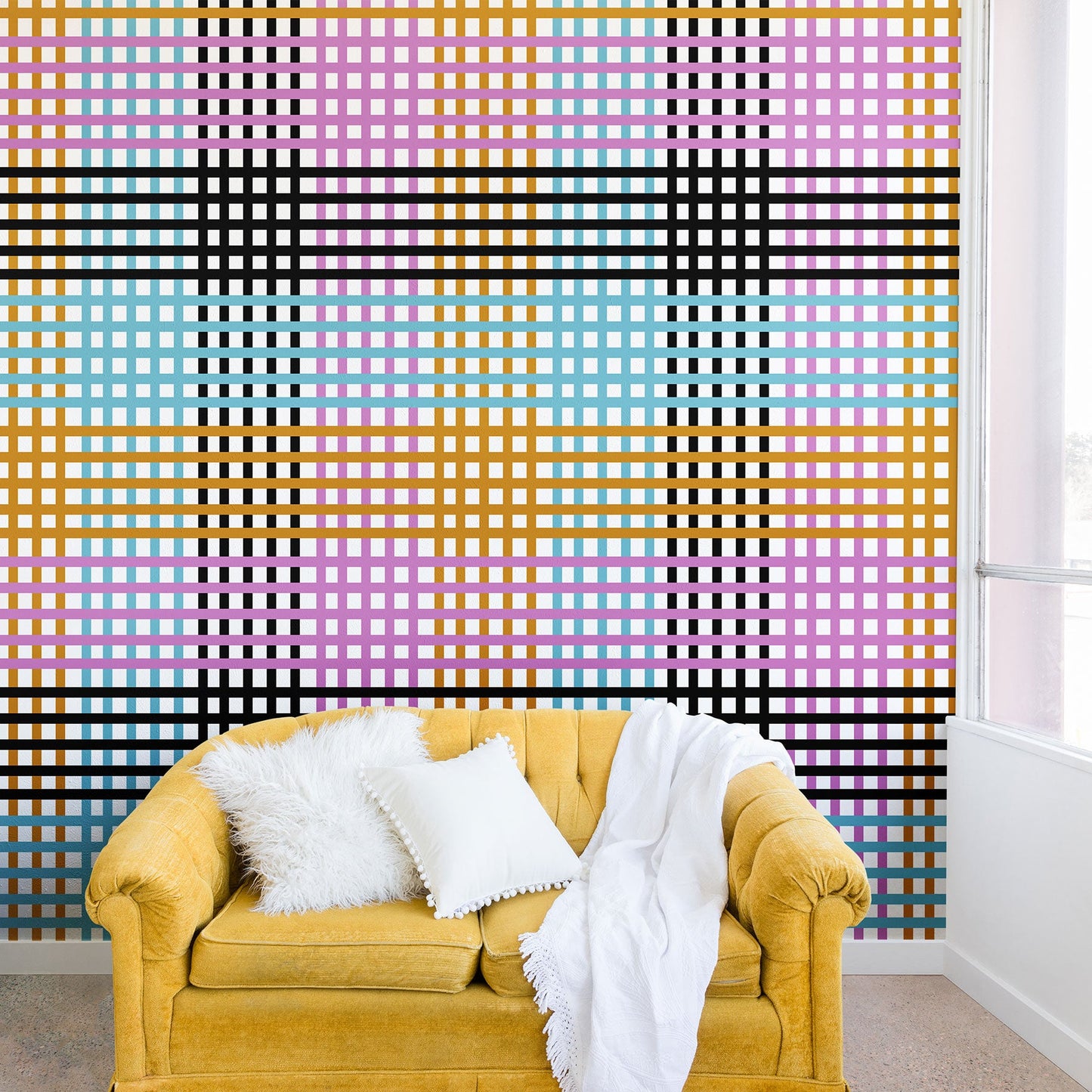 Mirimo Multicolor Gingham Grid Wall Mural