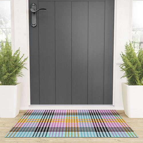 Mirimo Multicolor Gingham Grid Welcome Mat