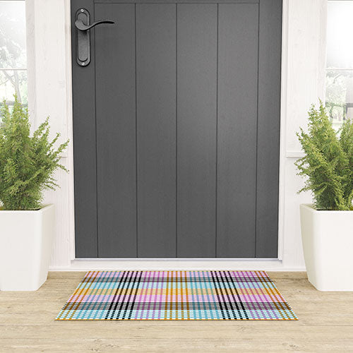 Mirimo Multicolor Gingham Grid Welcome Mat