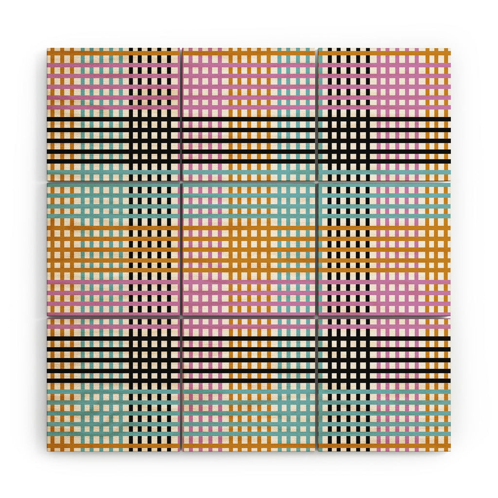 Mirimo Multicolor Gingham Grid Wood Wall Mural