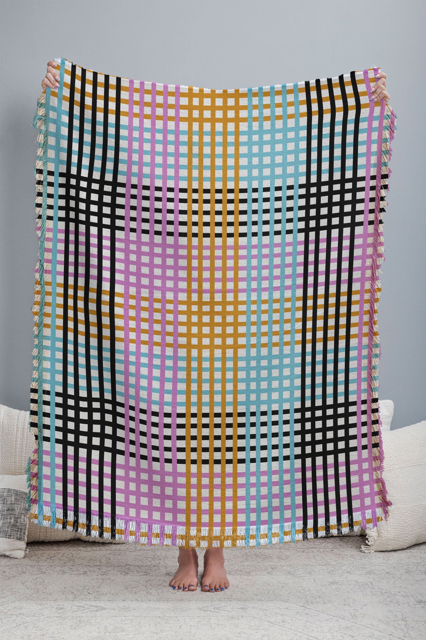 Mirimo Multicolor Gingham Grid Throw Blanket