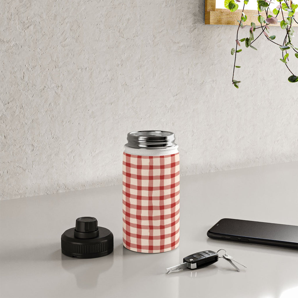 Mirimo Organic Gingham Red Water Bottle