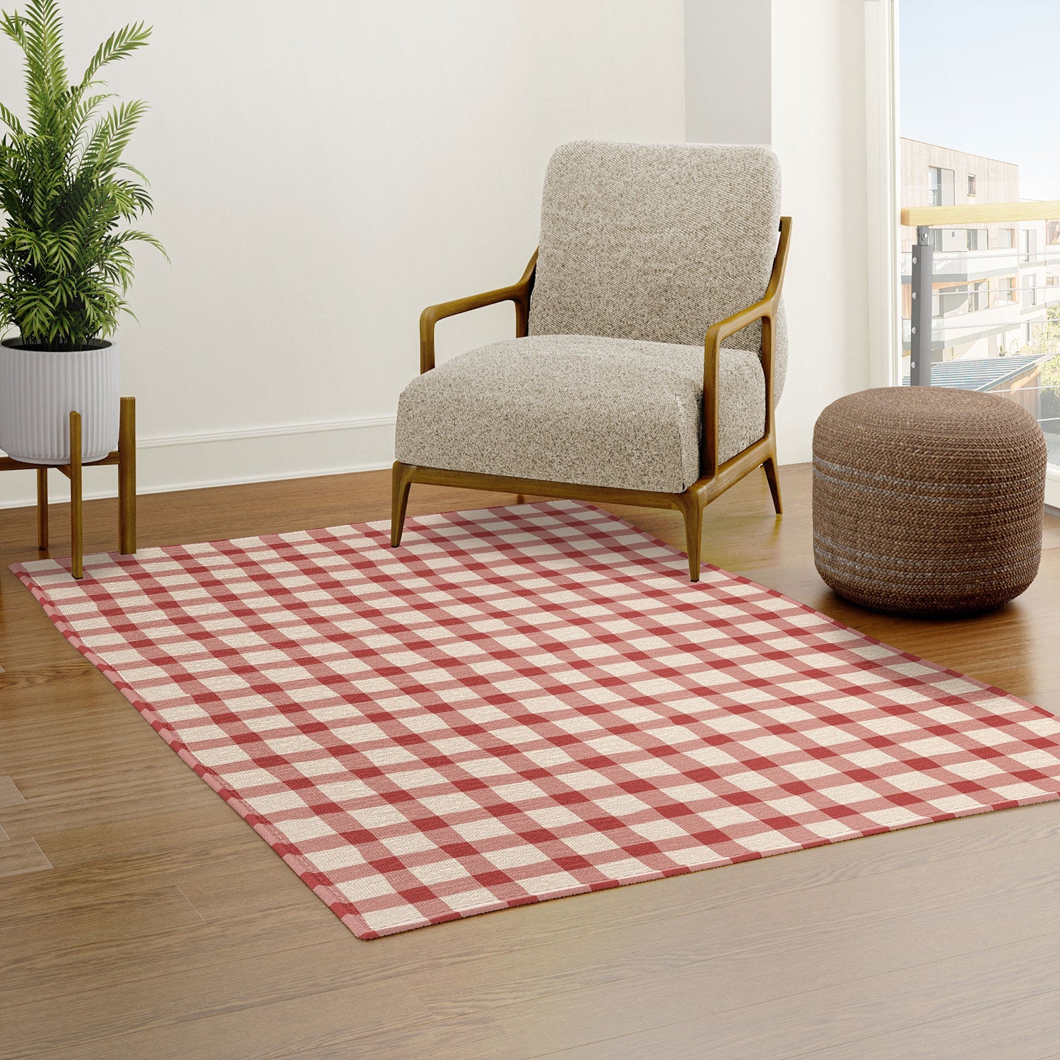 Mirimo Organic Gingham Red Area Rug