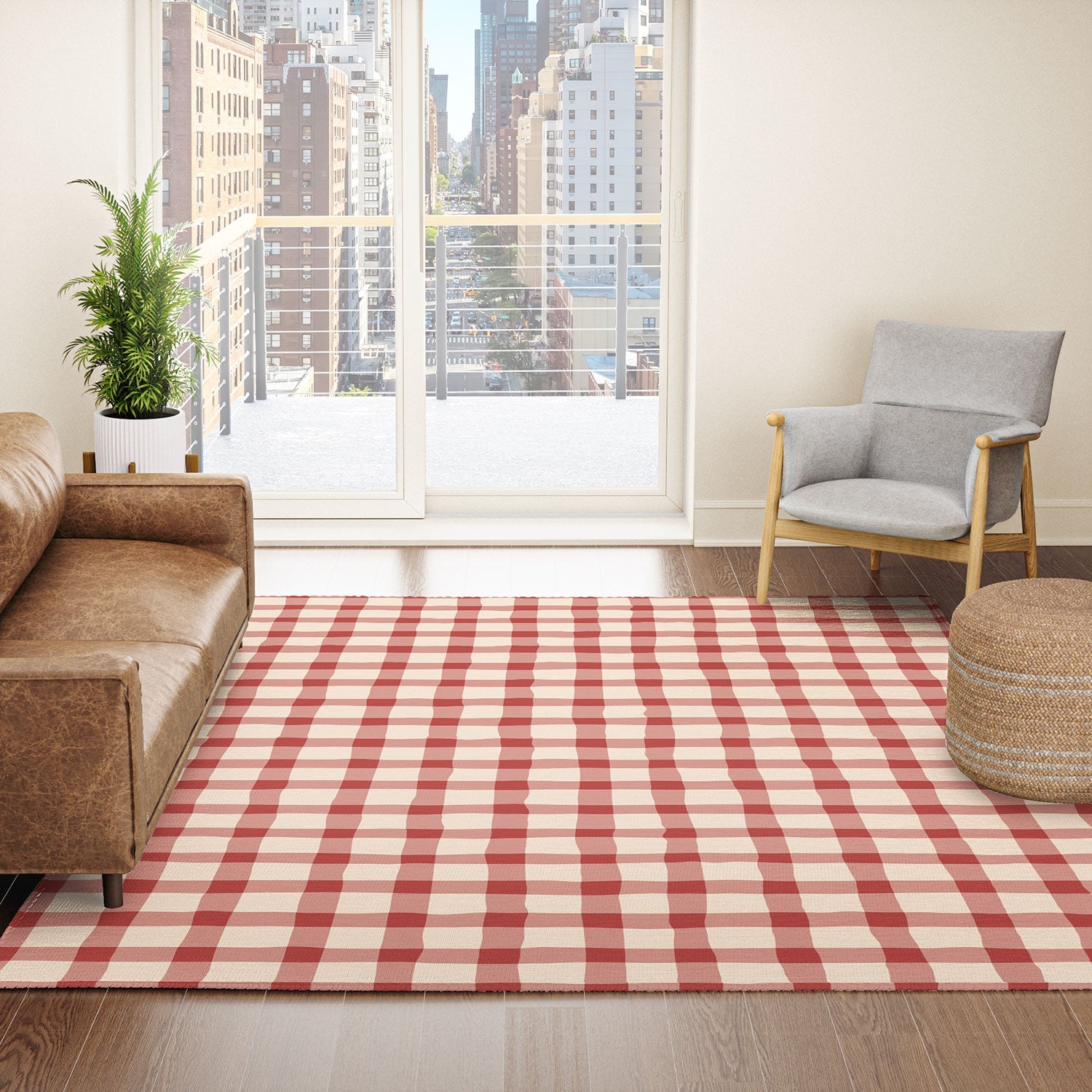 Mirimo Organic Gingham Red Area Rug