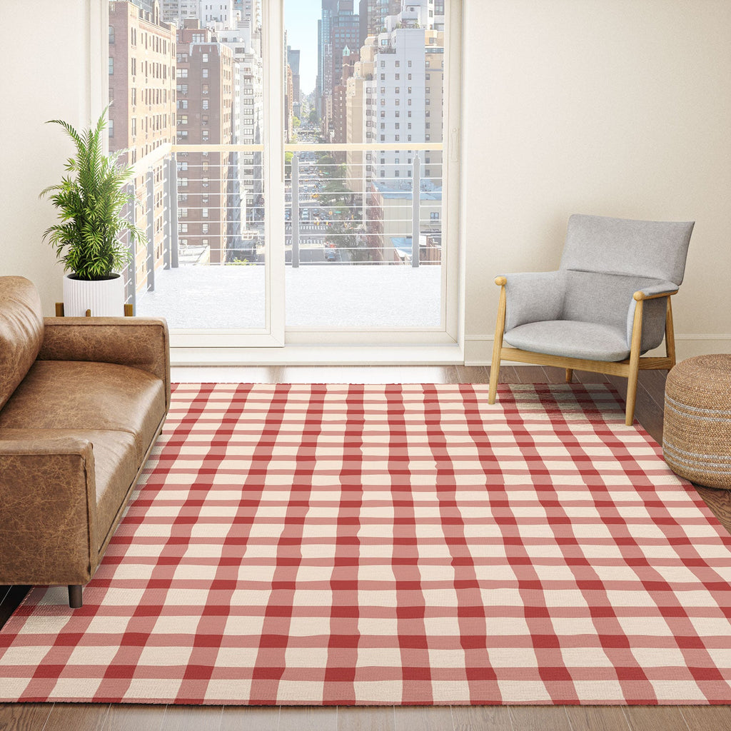 Mirimo Organic Gingham Red Area Rug