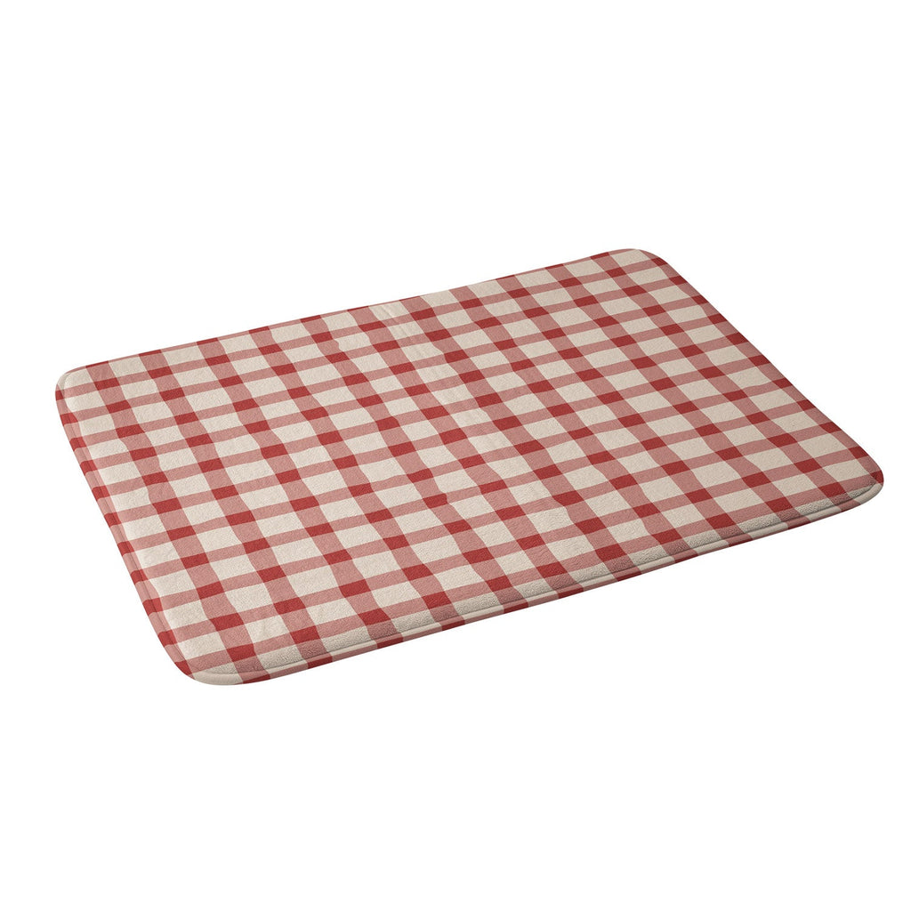 Mirimo Organic Gingham Red Memory Foam Bath Mat