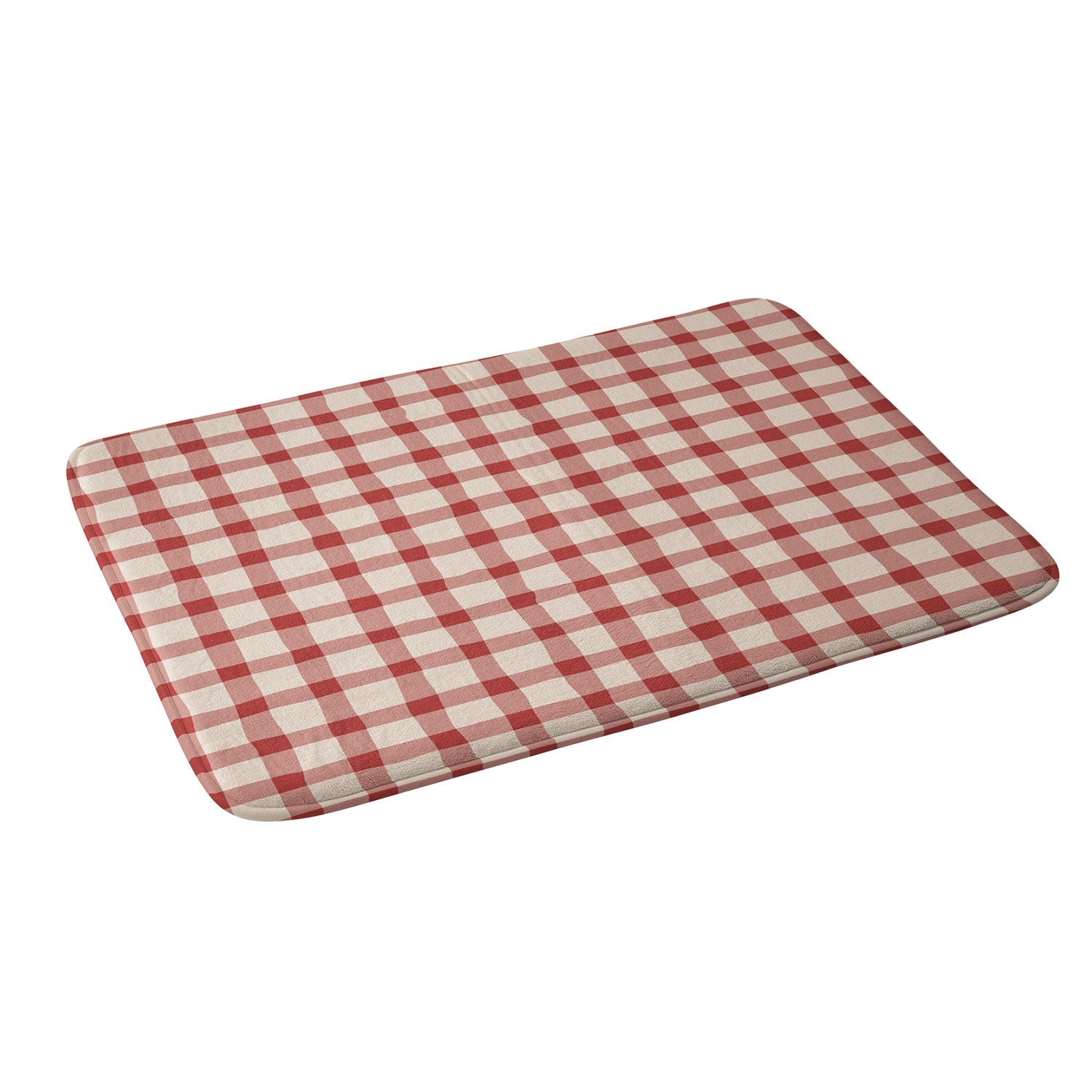 Mirimo Organic Gingham Red Memory Foam Bath Mat
