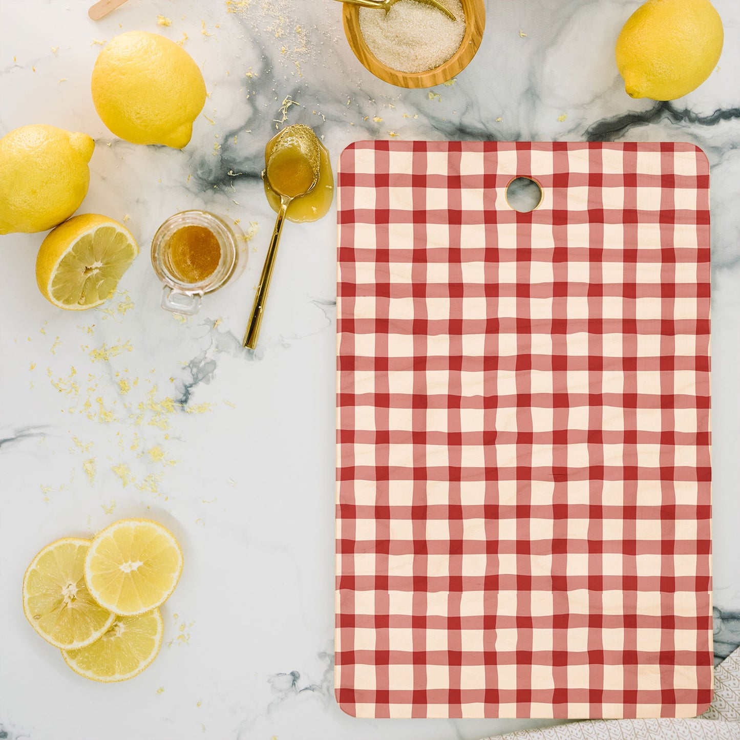 Mirimo Organic Gingham Red Cutting Board Rectangle