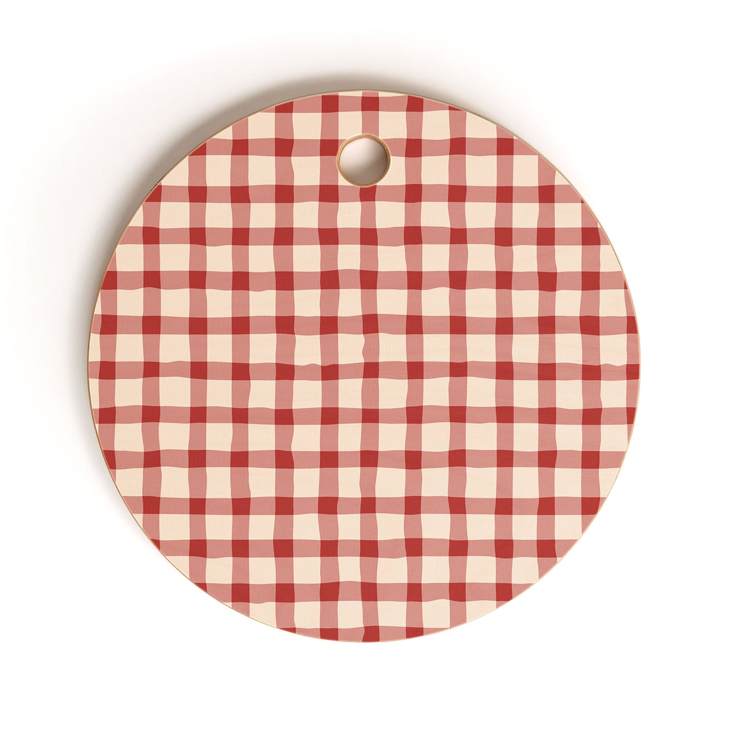Mirimo Organic Gingham Red Cutting Board Round
