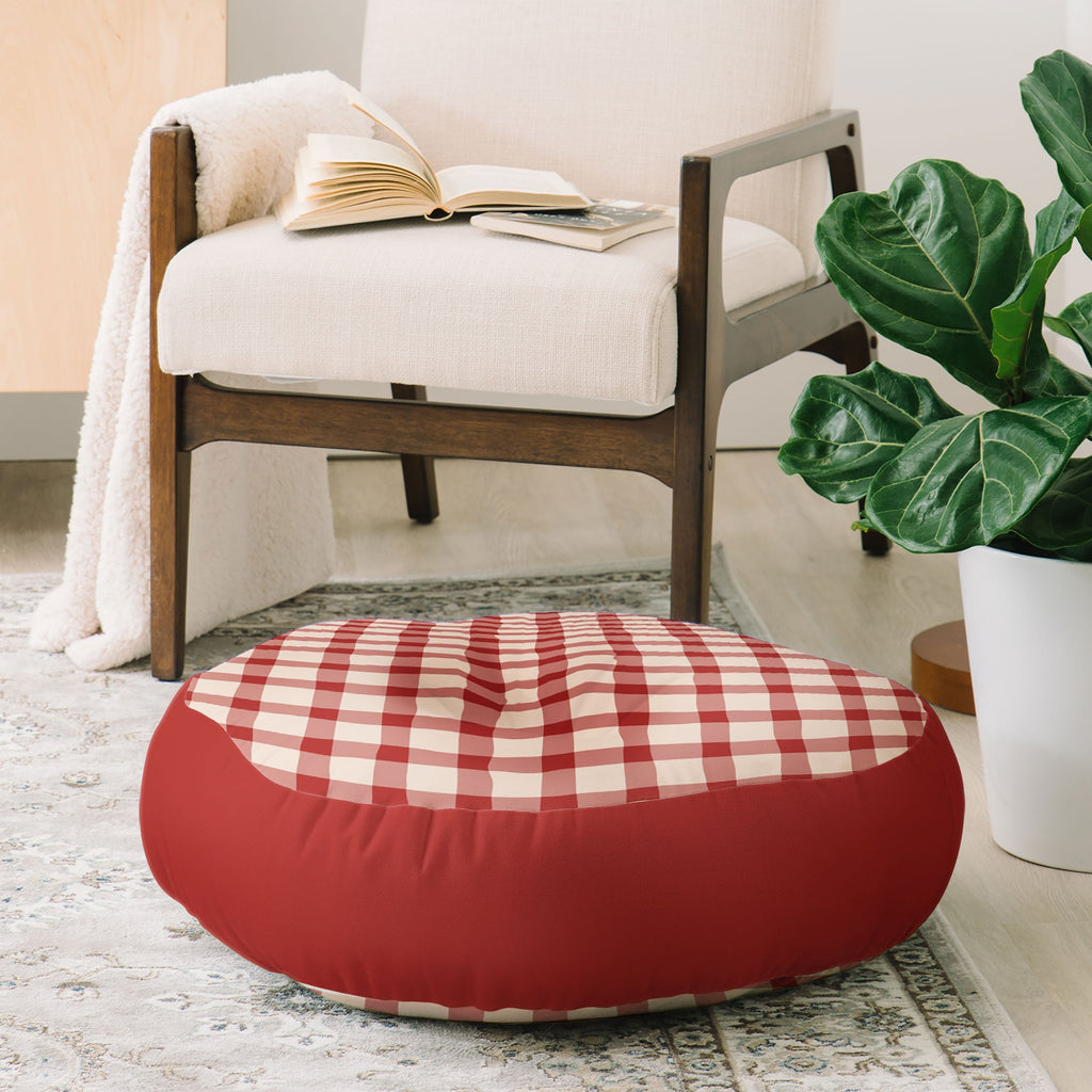 Mirimo Organic Gingham Red Floor Pillow Round