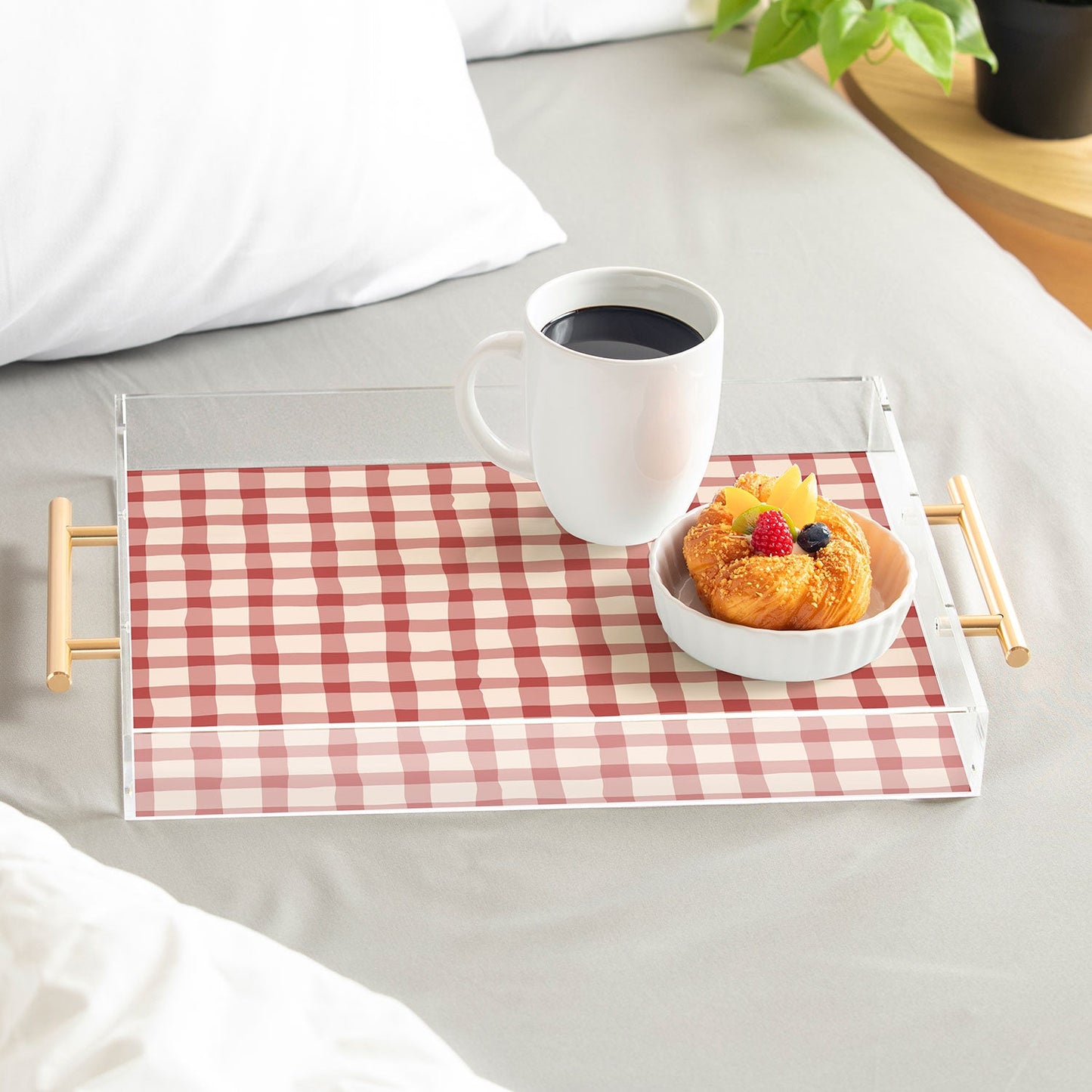 Mirimo Organic Gingham Red Acrylic Tray