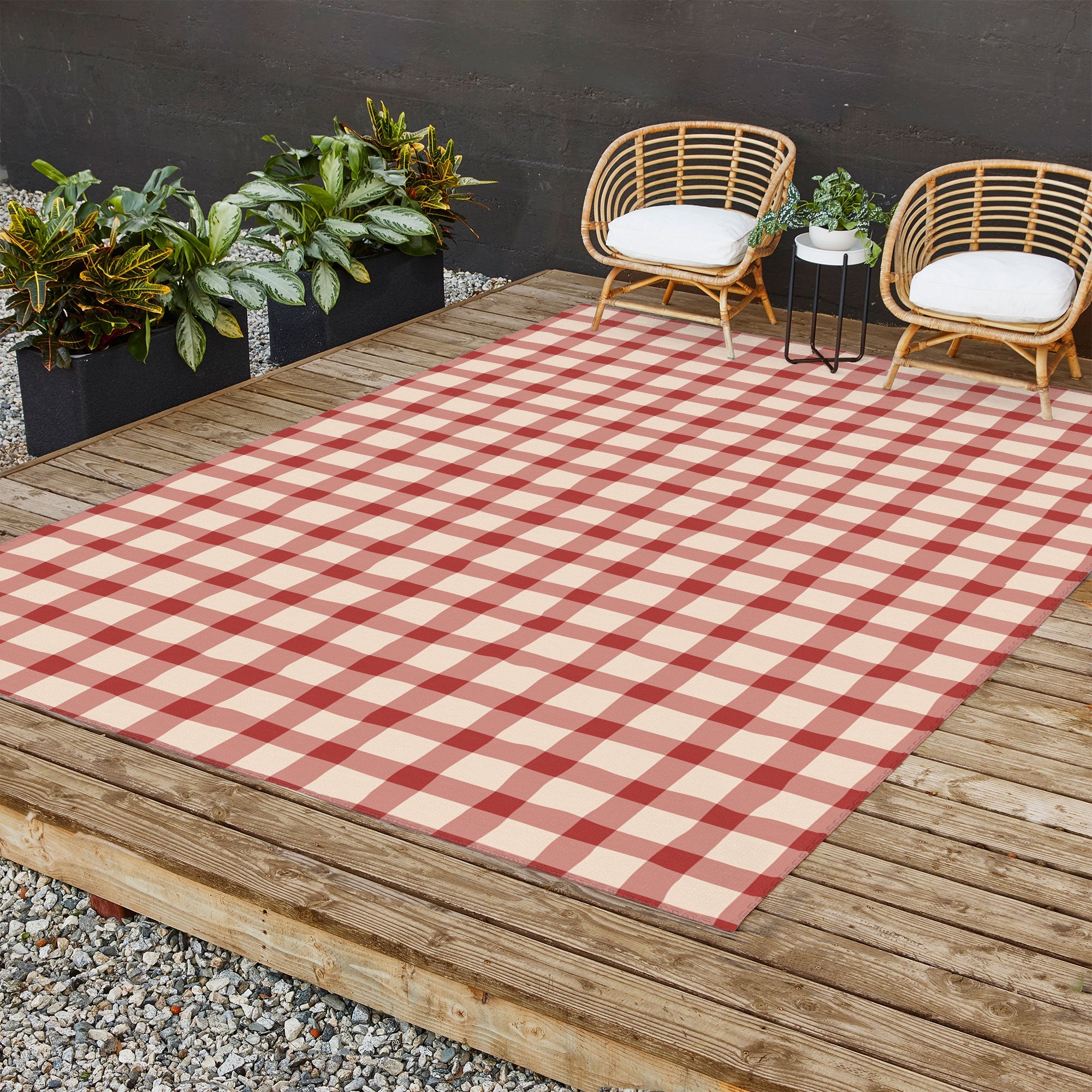 Mirimo Organic Gingham Red Outdoor Rug