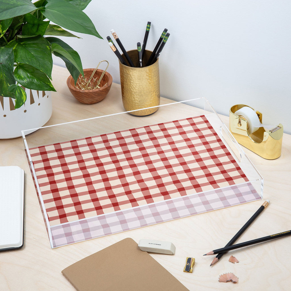 Mirimo Organic Gingham Red Acrylic Tray