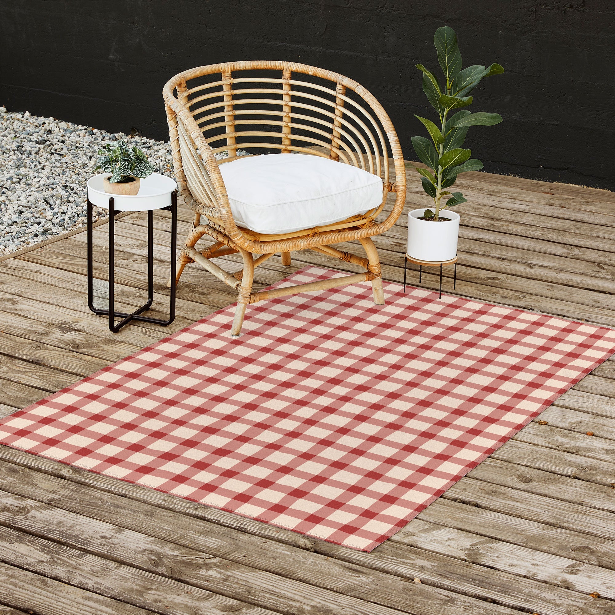 Mirimo Organic Gingham Red Outdoor Rug