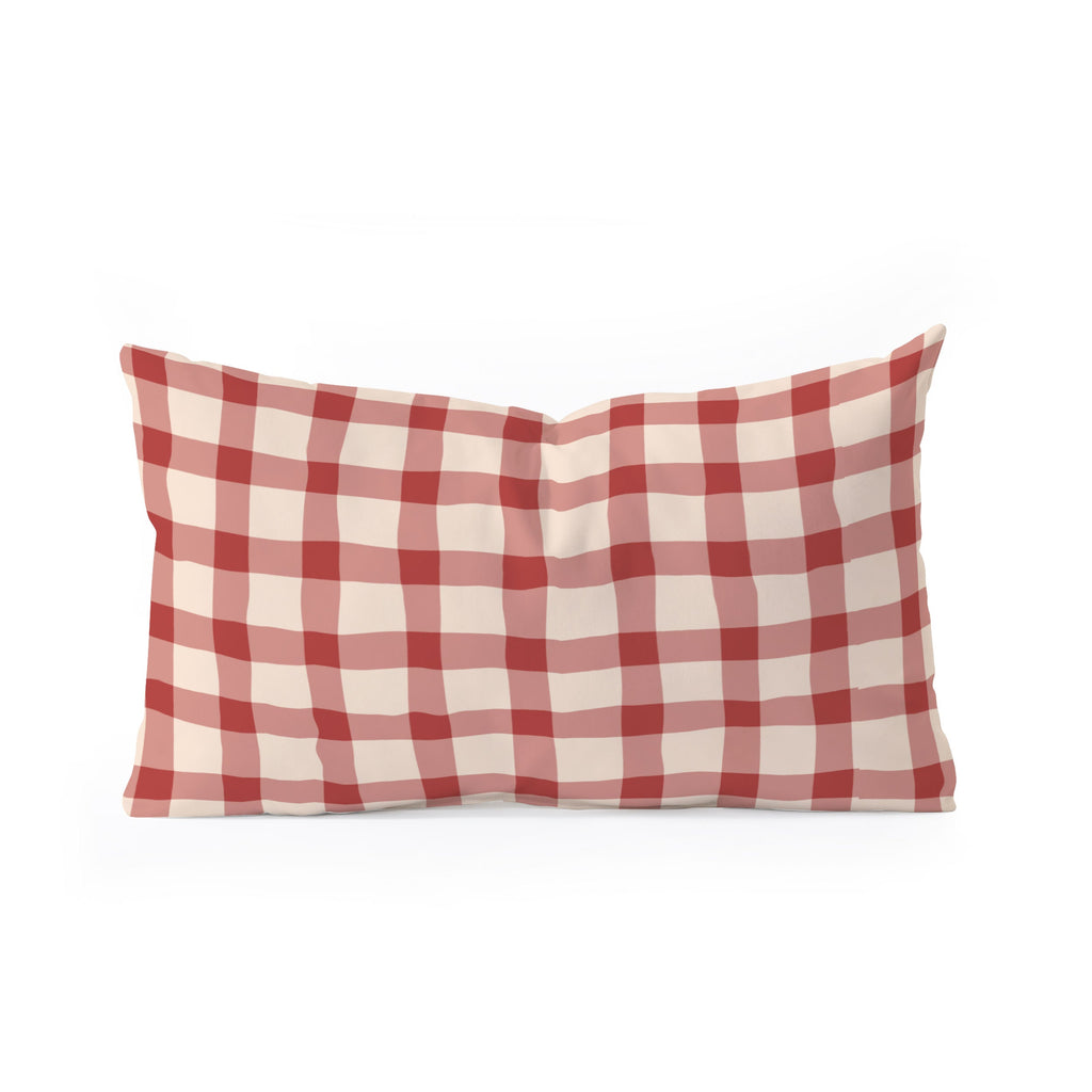 Mirimo Organic Gingham Red Oblong Throw Pillow