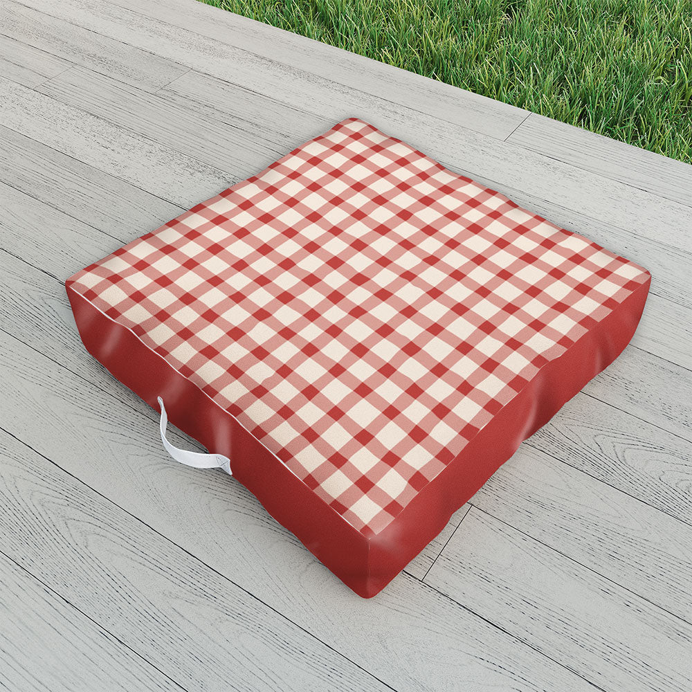 Mirimo Organic Gingham Red Outdoor Floor Cushion