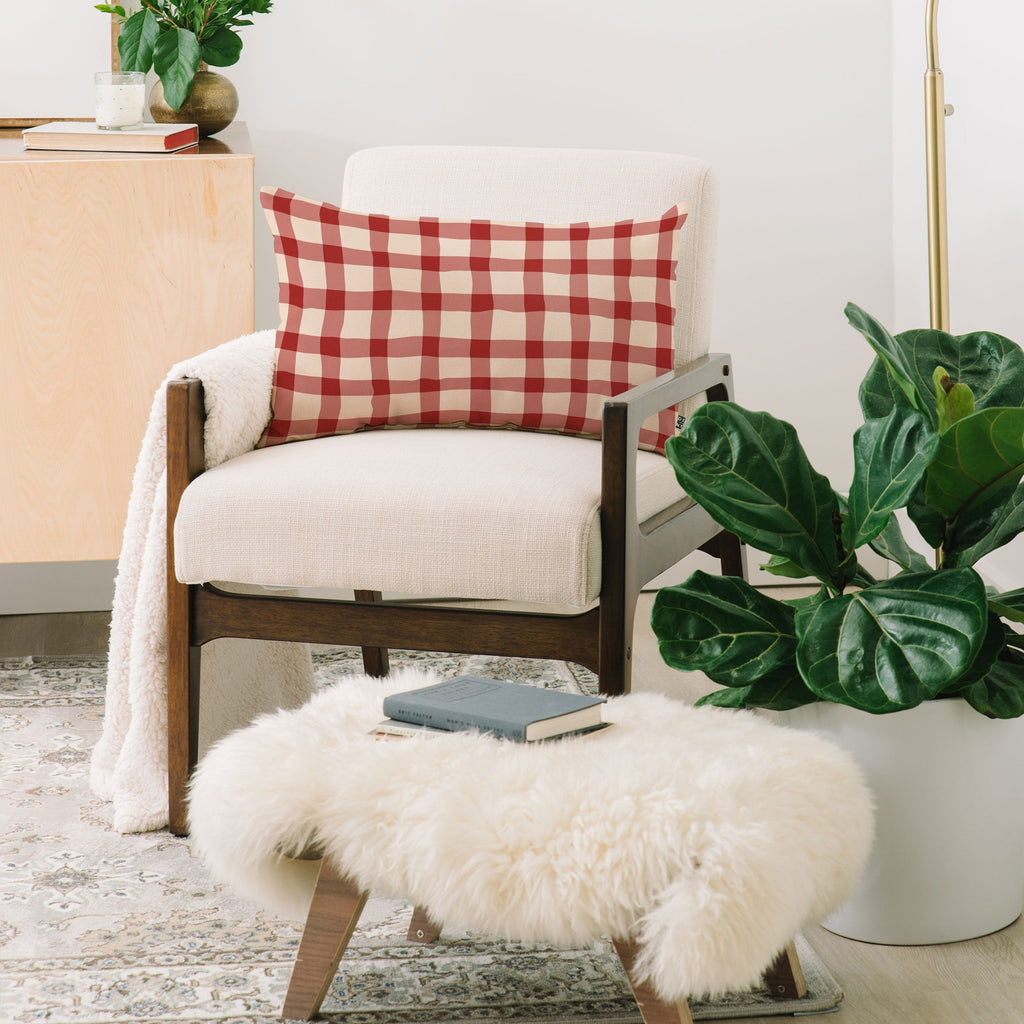 Mirimo Organic Gingham Red Oblong Throw Pillow