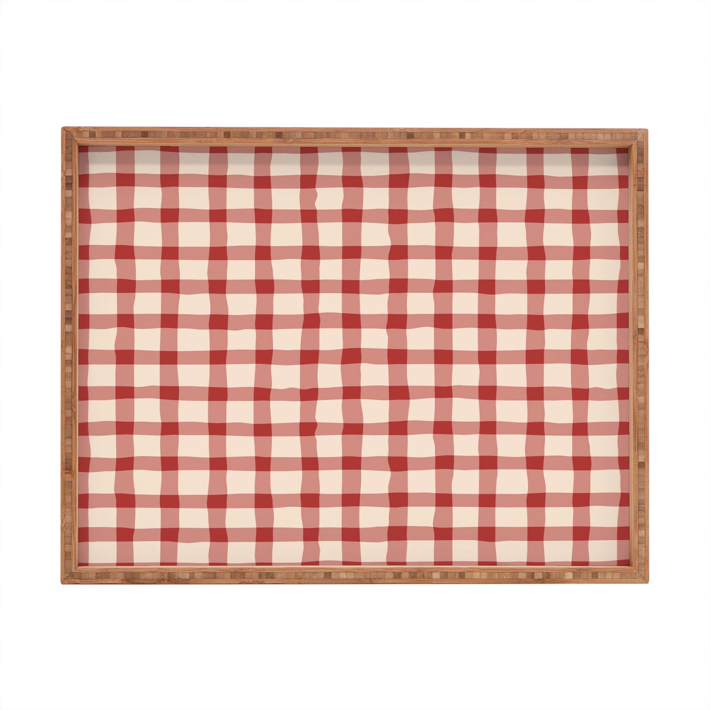 Mirimo Organic Gingham Red Rectangular Tray