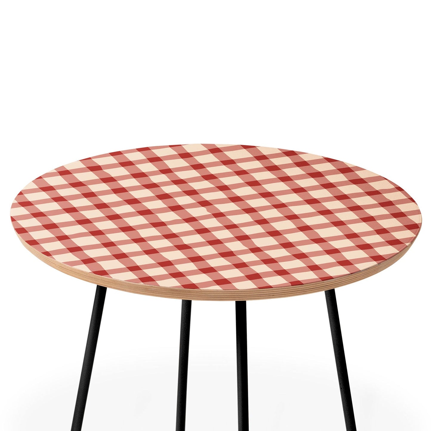 Mirimo Organic Gingham Red Round Side Table