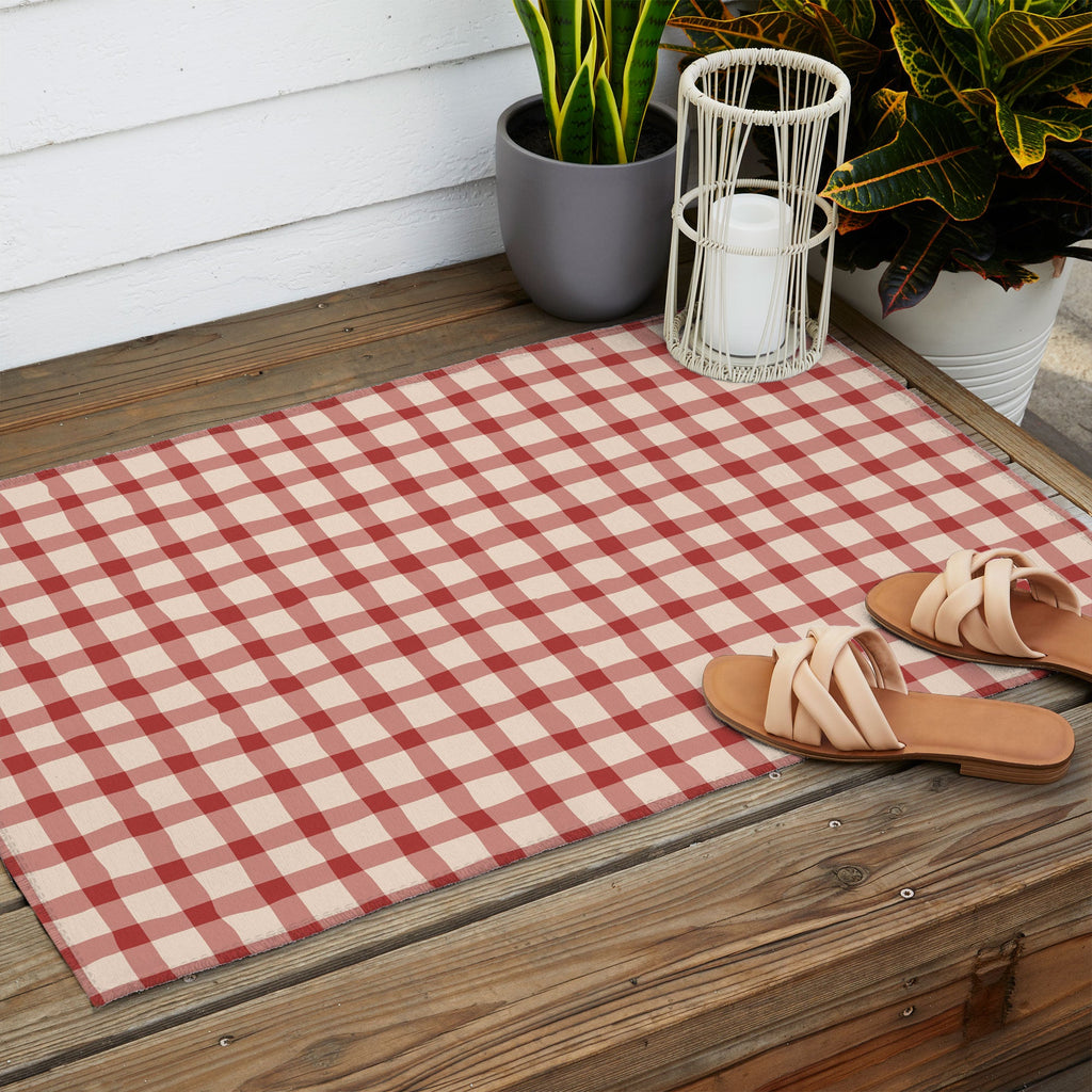 Mirimo Organic Gingham Red Outdoor Rug