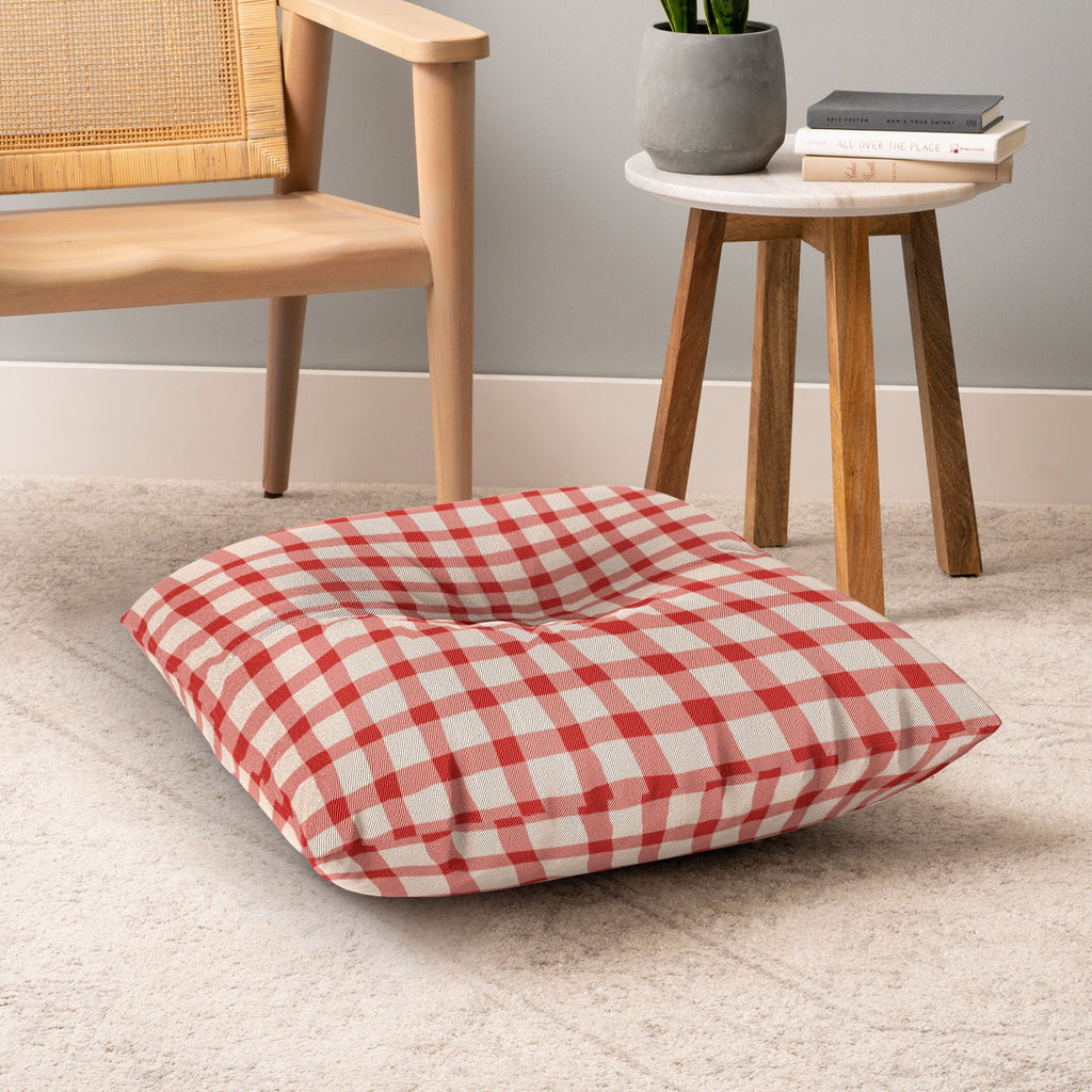 Mirimo Organic Gingham Red Floor Pillow Square