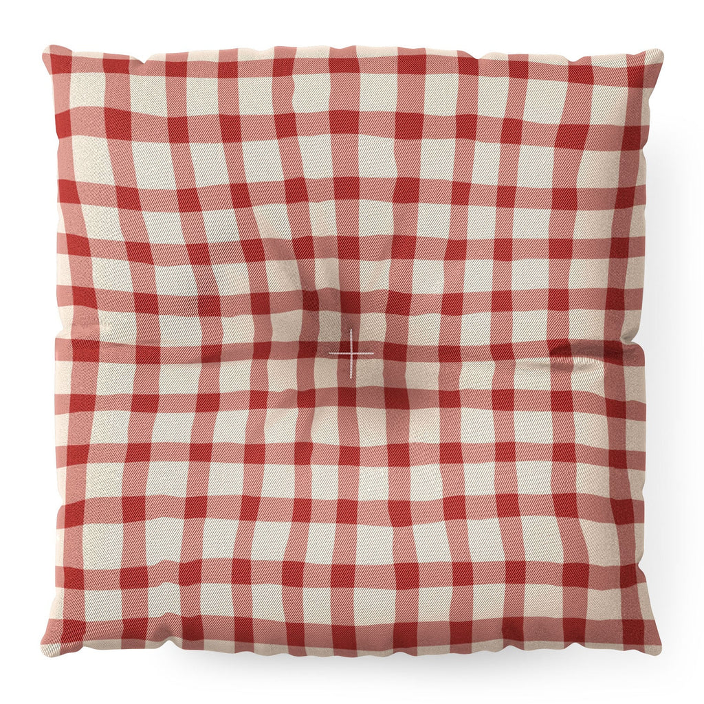 Mirimo Organic Gingham Red Floor Pillow Square