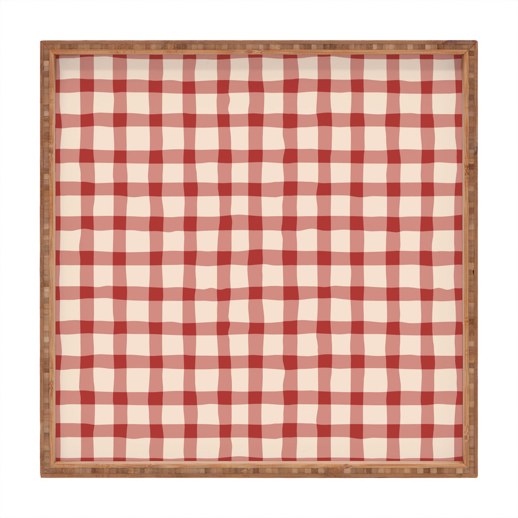 Mirimo Organic Gingham Red Square Tray