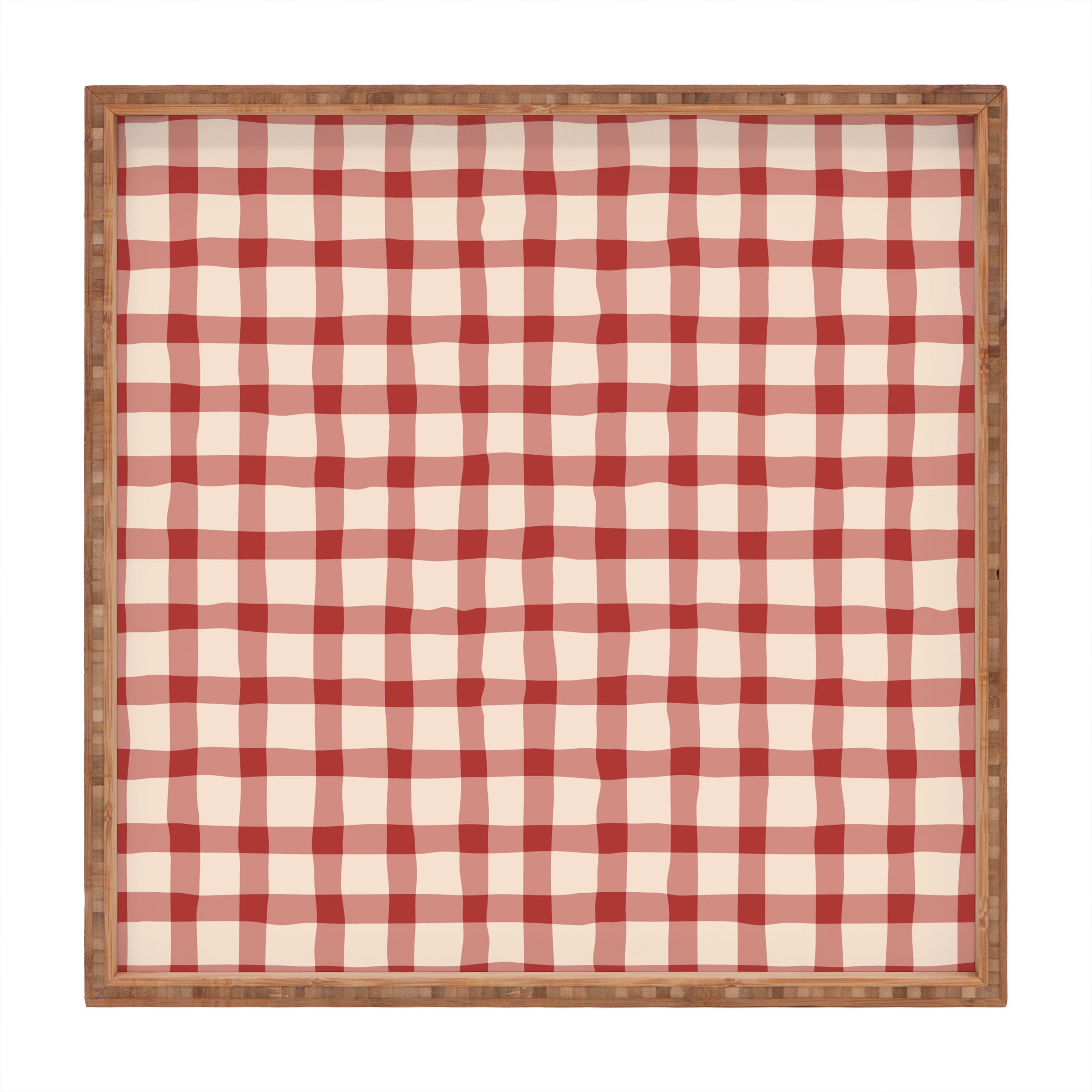 Mirimo Organic Gingham Red Square Tray