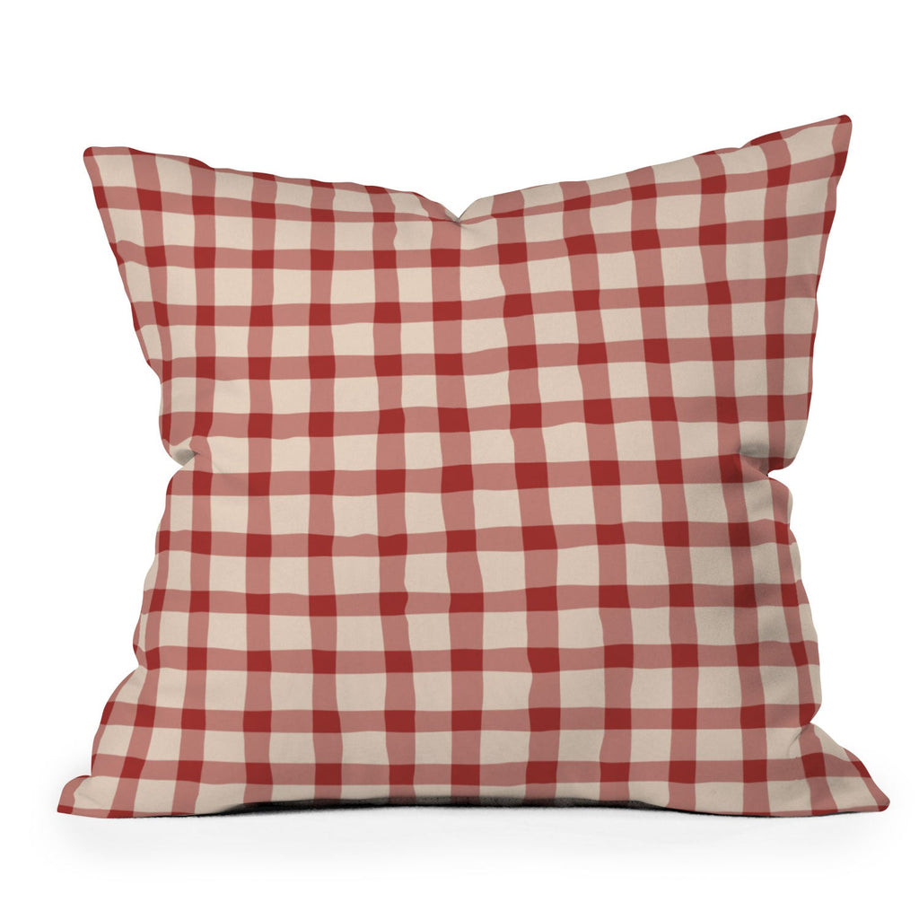 Mirimo Organic Gingham Red Outdoor Throw Pillow