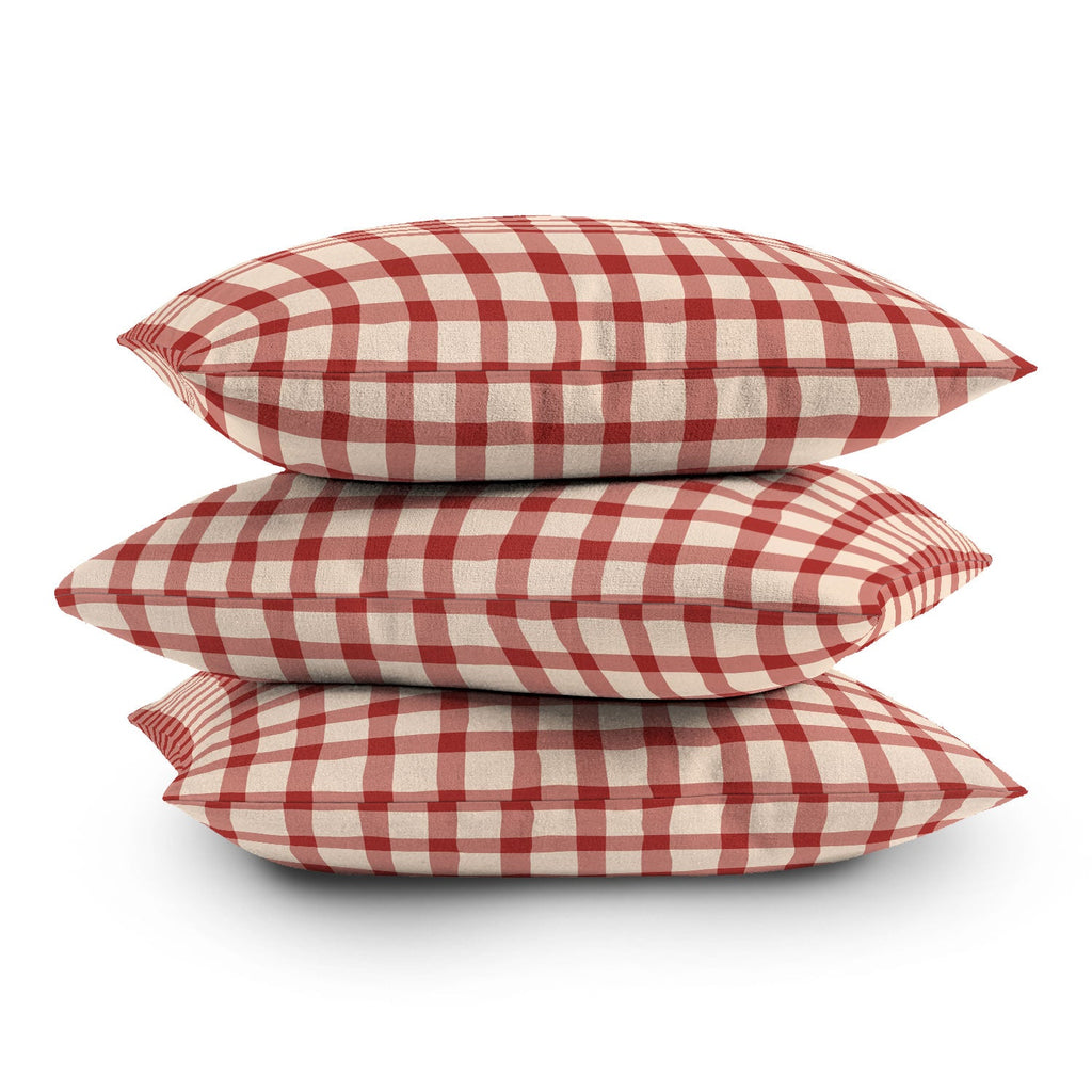 Mirimo Organic Gingham Red Outdoor Throw Pillow
