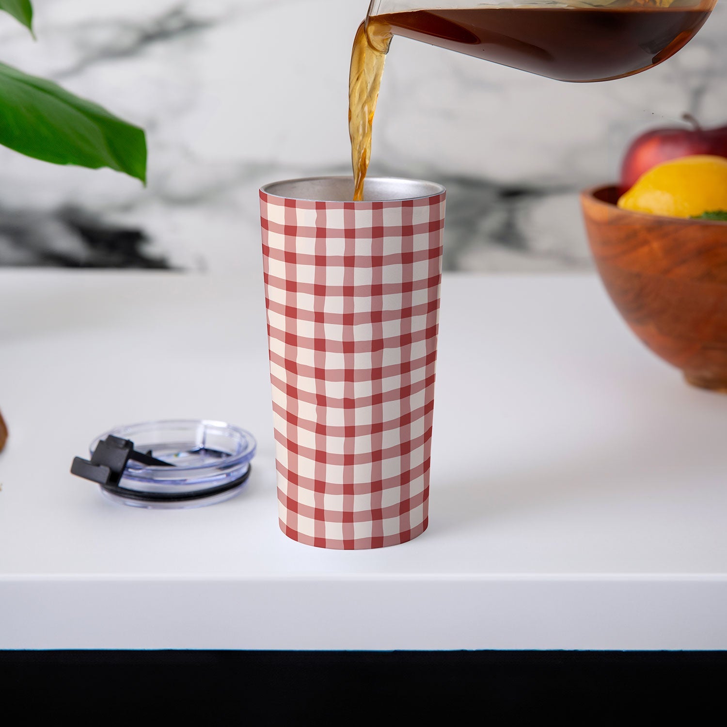 Mirimo Organic Gingham Red Travel Mug