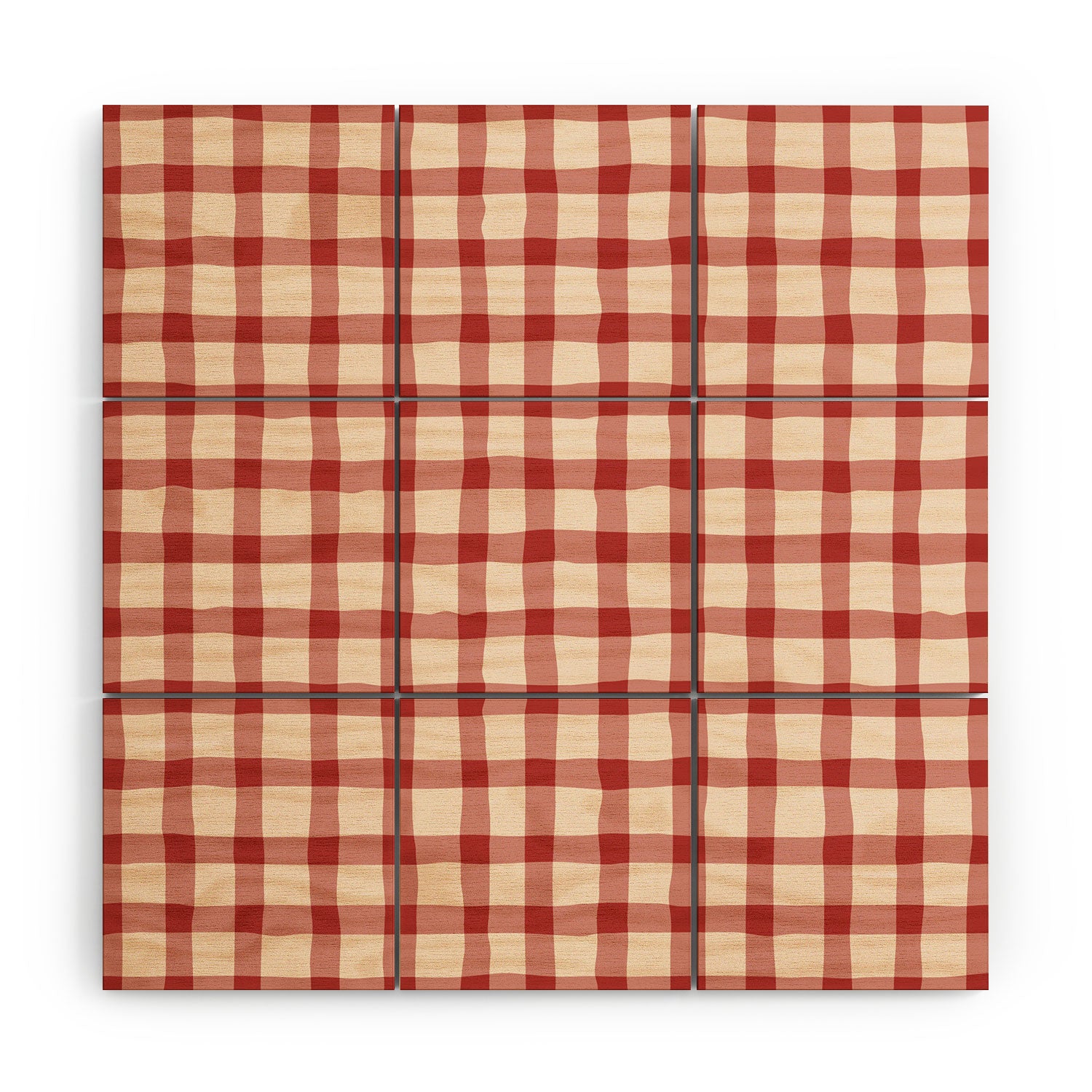 Mirimo Organic Gingham Red Wood Wall Mural