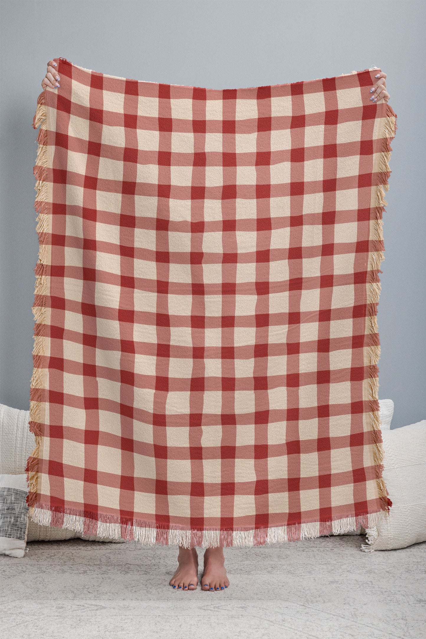 Mirimo Organic Gingham Red Throw Blanket