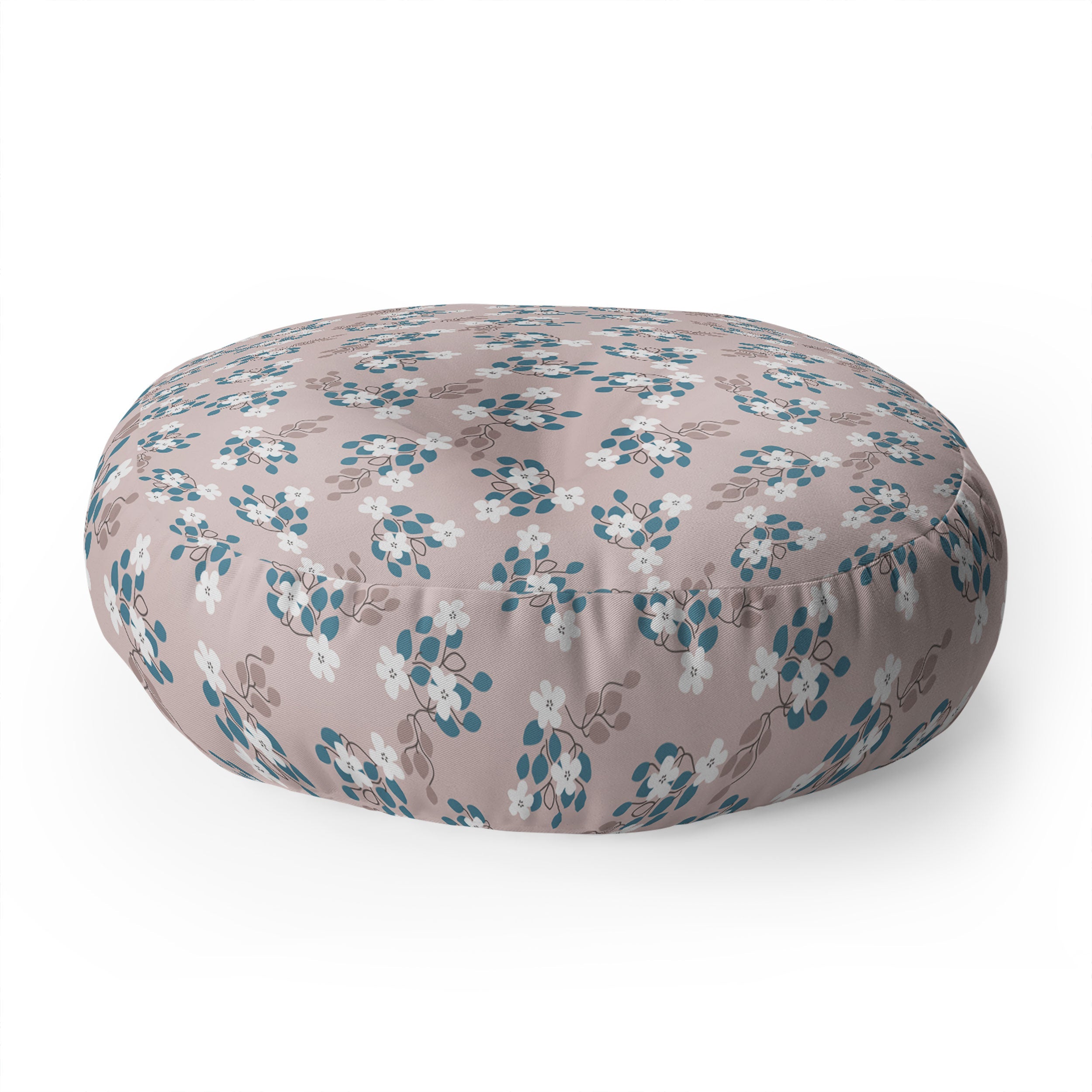 Mirimo Tiny White Flowers Floor Pillow Round