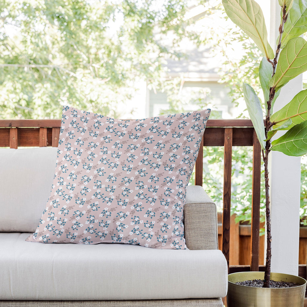 Mirimo Tiny White Flowers Outdoor Throw Pillow