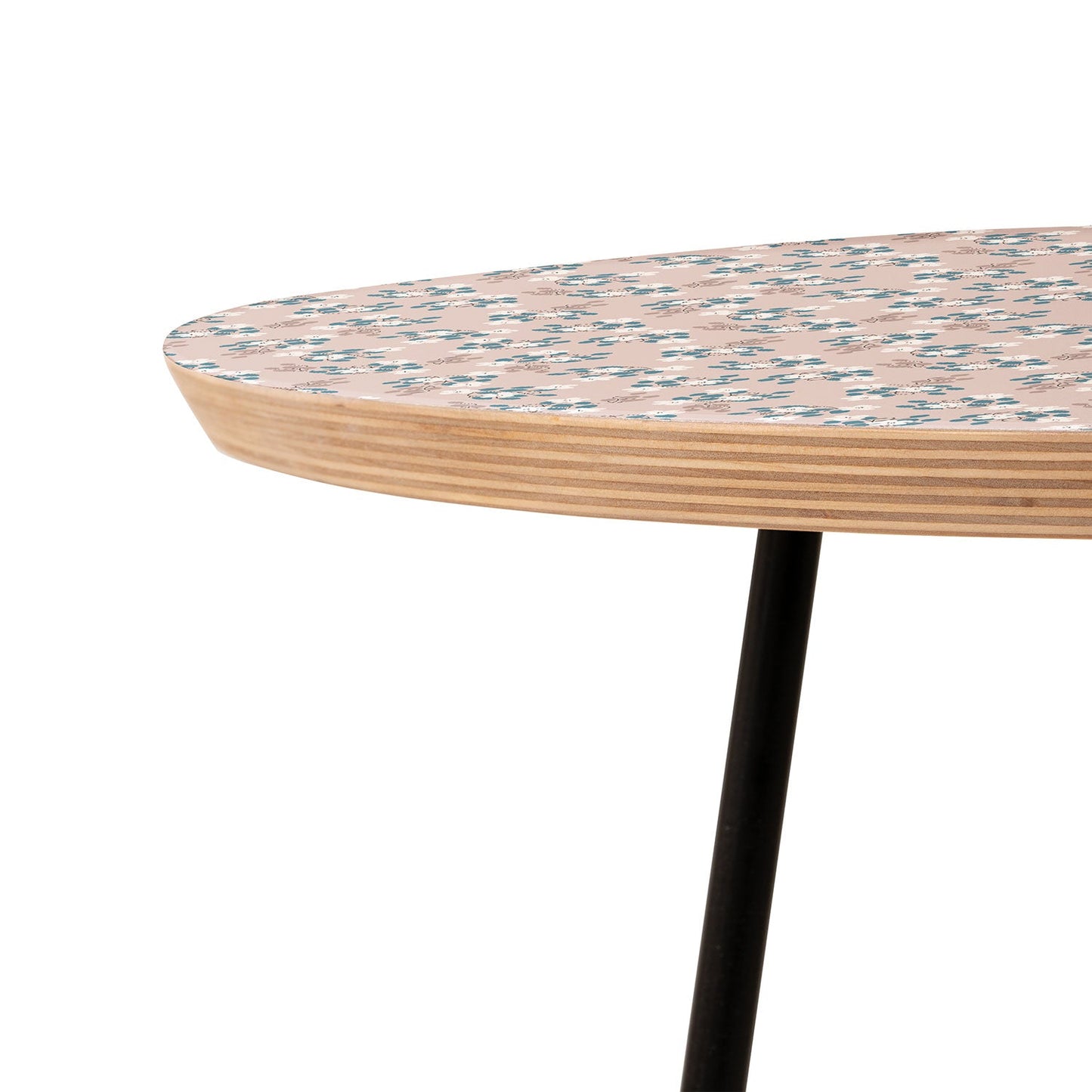 Mirimo Tiny White Flowers Round Side Table