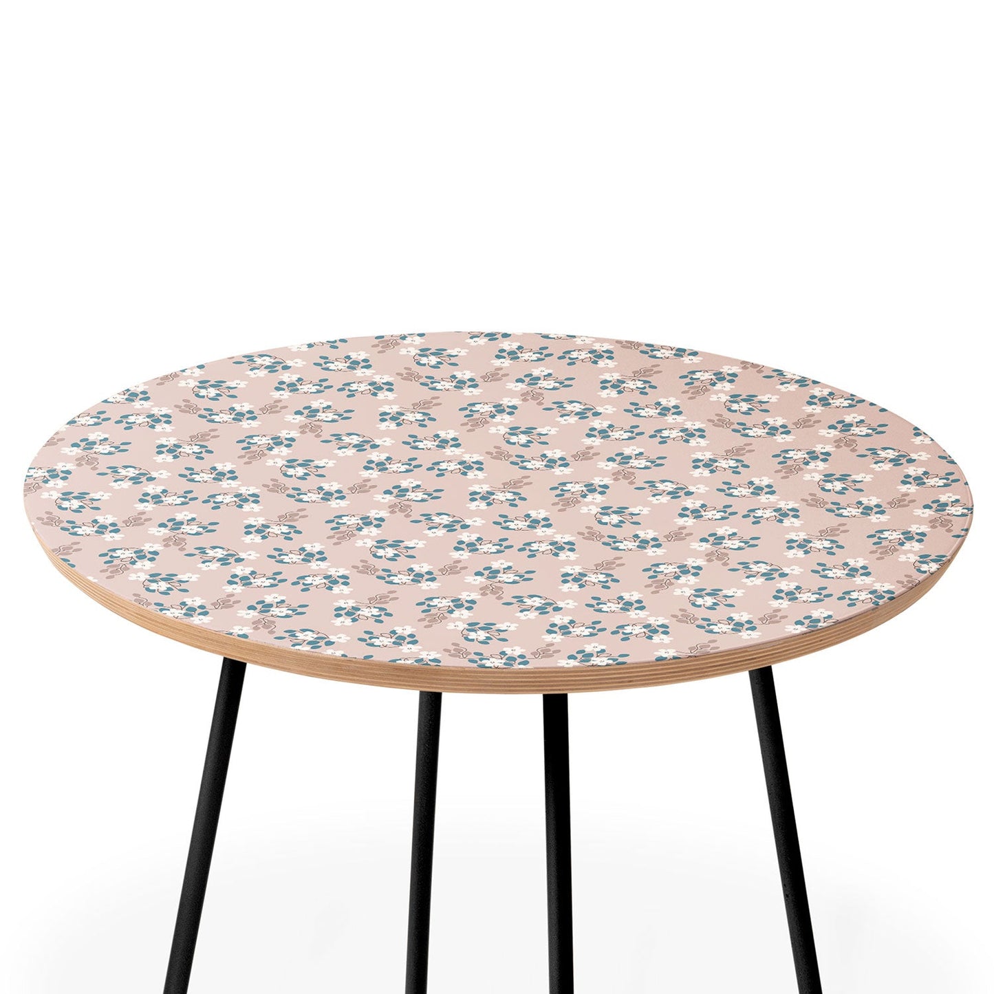 Mirimo Tiny White Flowers Round Side Table
