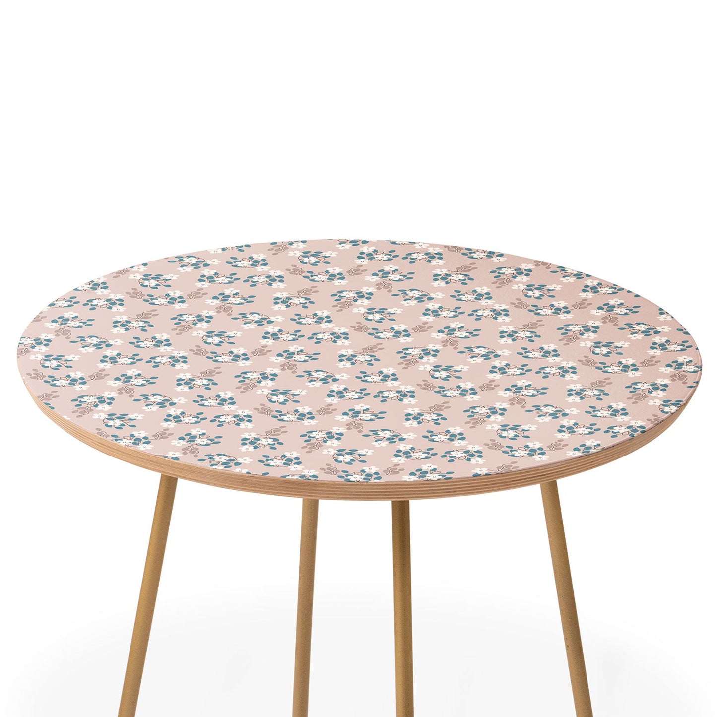 Mirimo Tiny White Flowers Round Side Table