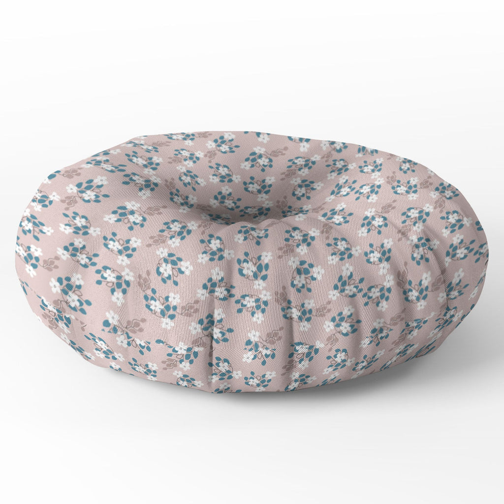 Mirimo Tiny White Flowers Floor Pillow Round