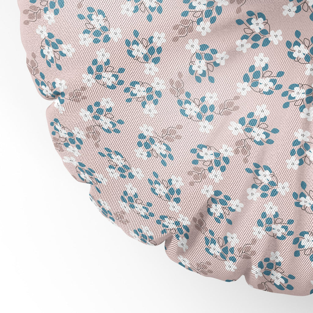 Mirimo Tiny White Flowers Floor Pillow Round