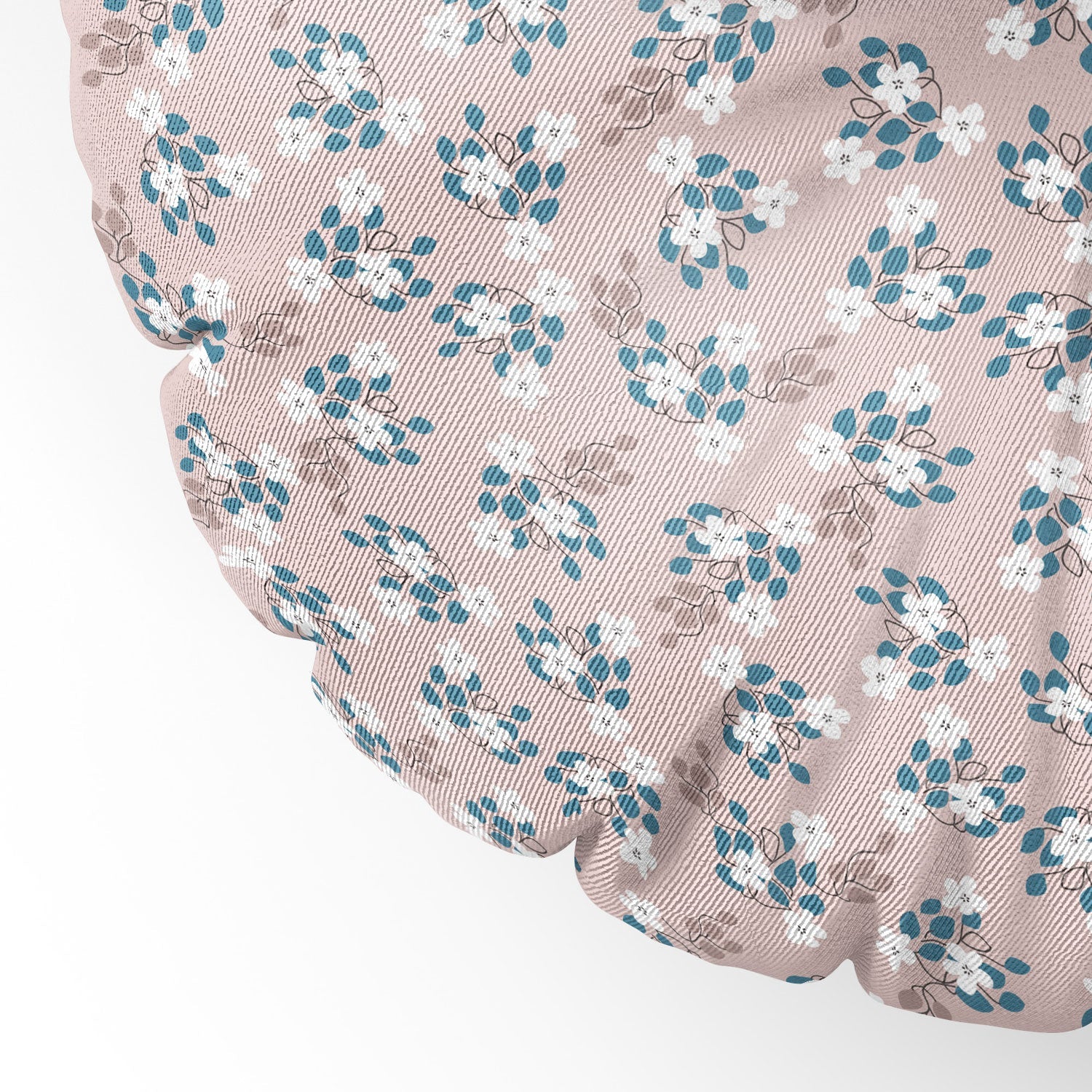 Mirimo Tiny White Flowers Floor Pillow Round