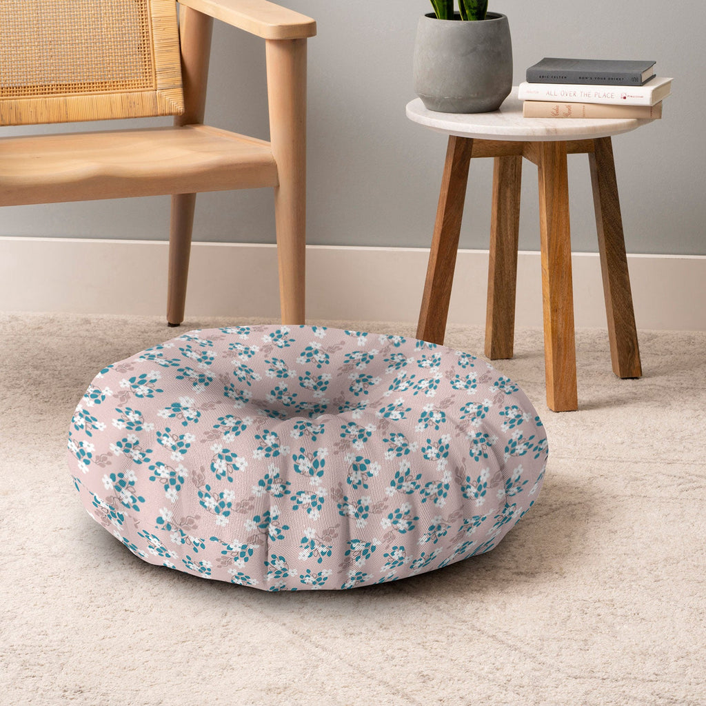 Mirimo Tiny White Flowers Floor Pillow Round