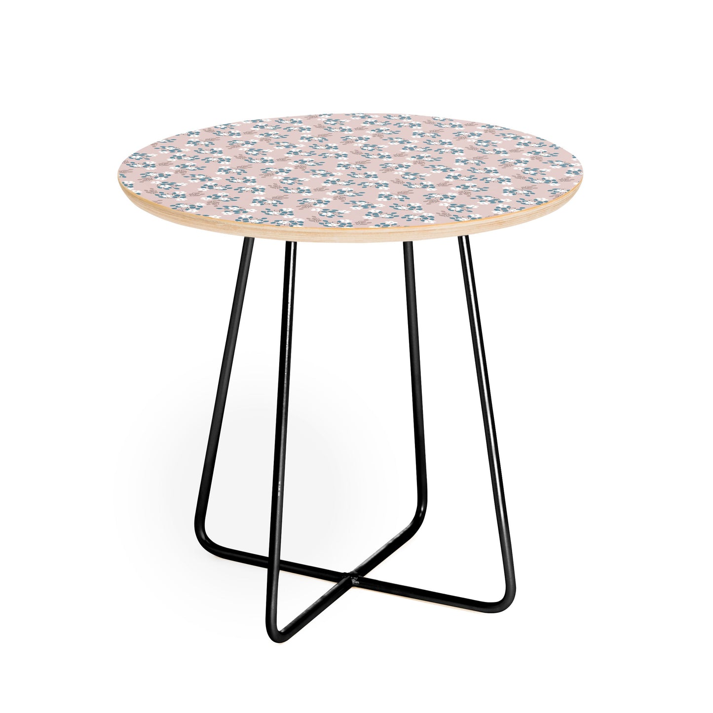 Mirimo Tiny White Flowers Round Side Table