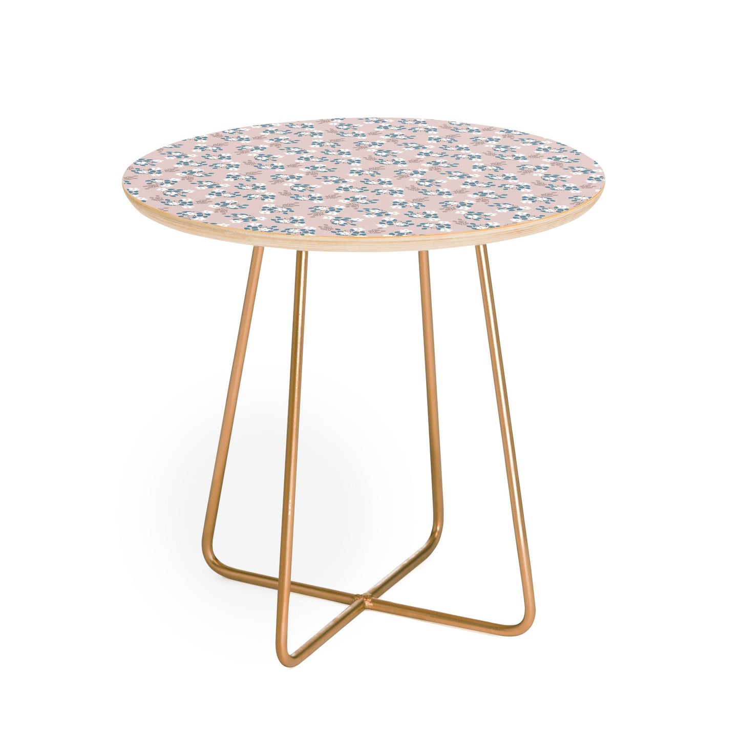 Mirimo Tiny White Flowers Round Side Table
